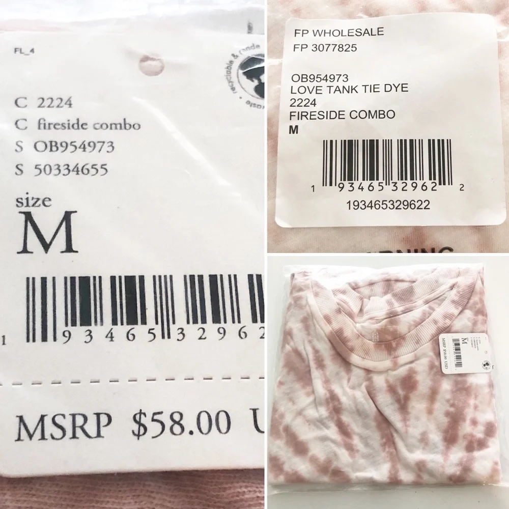 NWT FREE PEOPLE Love Tank Tie Dye in Fireside Combo Size Medium - Picture 13 of 16